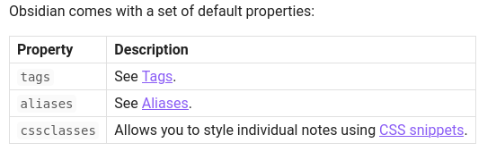 Default YAML properties in Obsidian