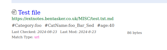 screenshot of test file in search result